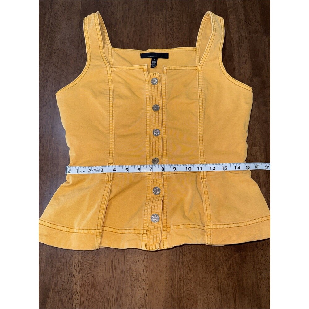 WHBM White House Black Market Yellow Tailored Twill Peplum Vest Tank Top Snaps 6 - Picture 9 of 10